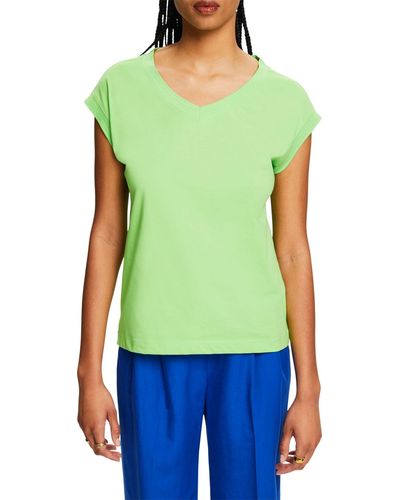 Esprit T-Shirt mit V-Ausschnitt - Grün