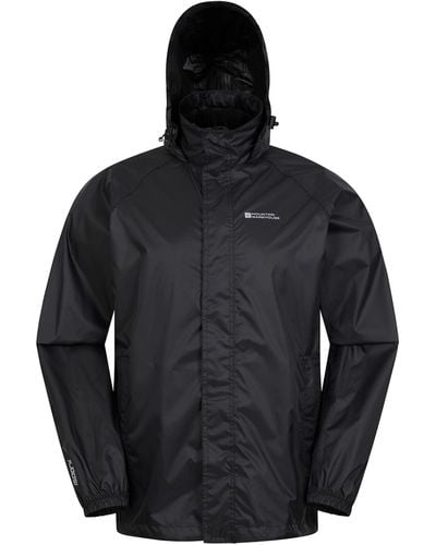 Mountain Warehouse Pakka Mens Waterproof Packable Jacket - Isodry, Lightweight & Breathable Raincoat With Taped Seams & Packaway - Black