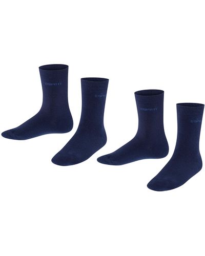 FALKE ESPRIT Foot Logo 2-Pack K SO cotone tinta unita confezione di 2 paia - Blu