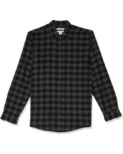 Amazon Essentials Regular-fit Flanel Overhemd Met Lange Mouwen - Zwart