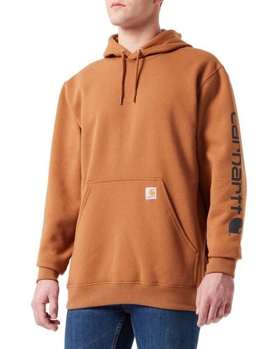 Carhartt Mensloose Fit Midweight Logo Sleeve Graphic Sweatshirt Brownsmall - Orange