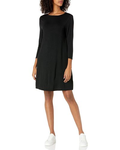 Amazon Essentials 3/4 Sleeve Boat-neck Dress - Black