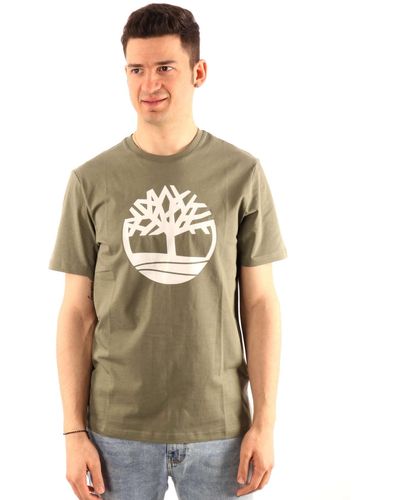 Timberland T-Shirt da Uomo con Logo Ad Albero Kennebec River Verde Taglia S Codice TB0A2C2R590