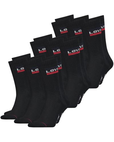 Levi's Socken Regular Cut 120SF SPRT LT 9er Pack Crew Sportsocken Baumwolle 35-38 39-42 43-46 Schwarz Weiß Blau Grau