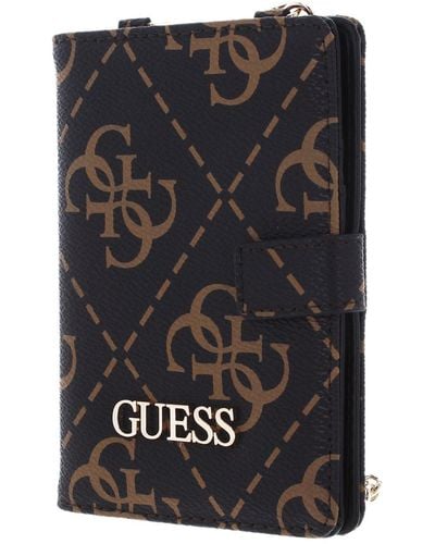 Guess Berta Passport Case Brown Logo - Schwarz