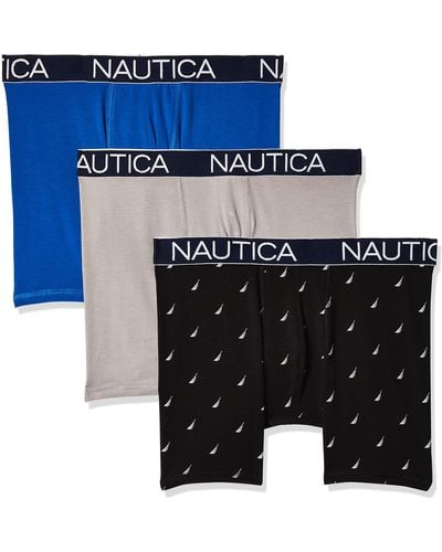 Nautica 3-pack Classic Underwear Cotton Stretch Boxer Brief - Blue