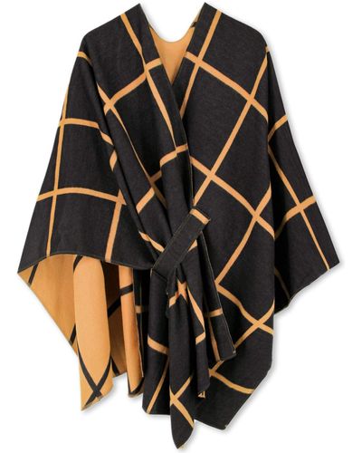 HIKARO Merk - Winter Poncho Cape Mode Omkeerbare Sjaal Wrap Warm Vest Creatieve - Zwart