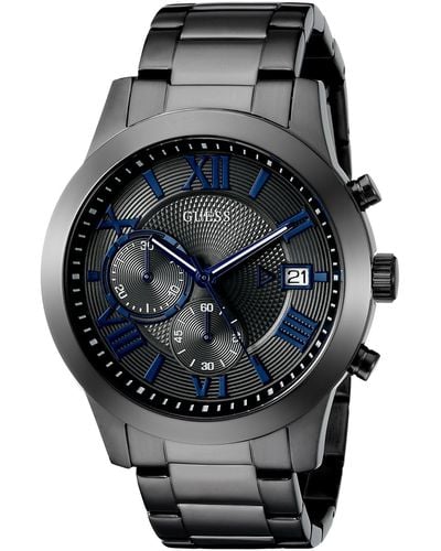 Guess Stainless Steel Gunmetal Chronograph Bracelet Watch With Date. Color: Gunmetal - Gray
