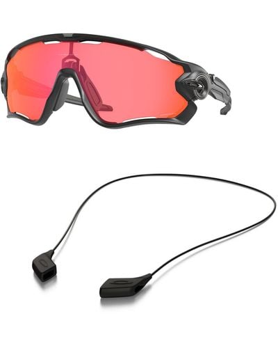 Oakley Oo9290 Sunglasses Bundle: Oo 9290 Jawbreaker 929048 Matte Black And Medium Black Leash Accessory Kit - Pink