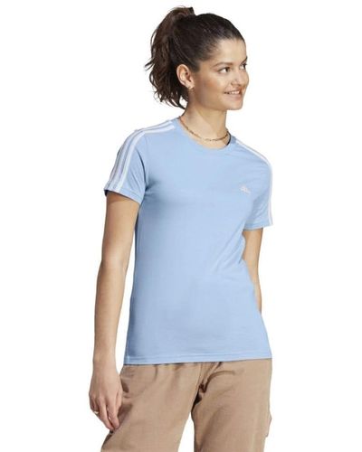 adidas Essentials Slim 3-stripes T-shirt - Blauw