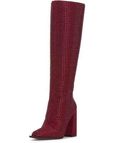 Jessica Simpson Lovelly Embellished Over The Knee Boot High - Red
