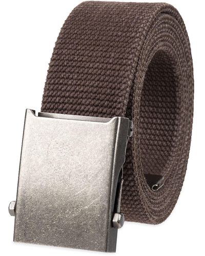 Columbia Military Web Belt-adjustable One Size Cotton Strap And Metal Plaque Buckle - Brown