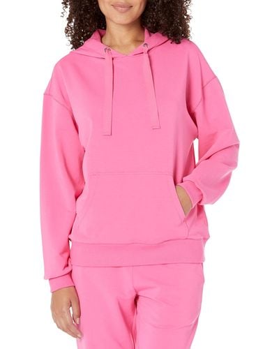 The Drop Remi Loose French Terry Long Sleeve Hoodie Sweatshirt - Pink