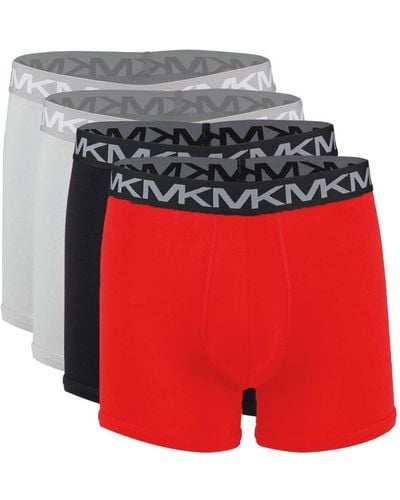 Michael Kors `s Stretch Factor Cotton Boxer Briefs 4 Pack - Red