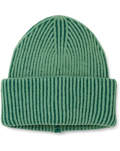 The Drop Bliss Two-tone Ribbed Beanie - Green