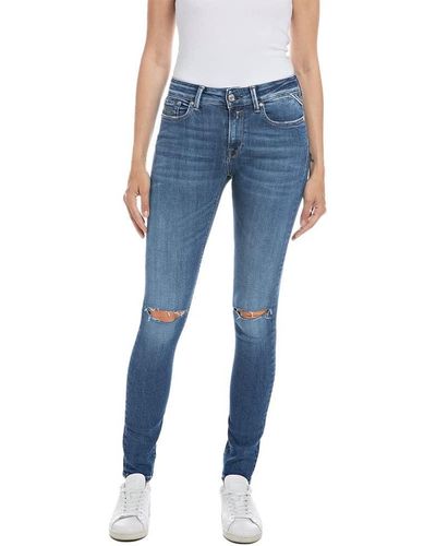 Replay New Luz Rose Label Jeans - Blu