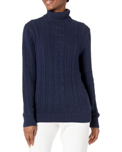 Amazon Essentials Fisherman Cable Roll-neck Jumper - Blue