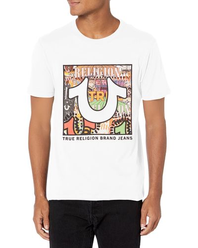 True Religion Relaxed Layered Art Tee - Weiß