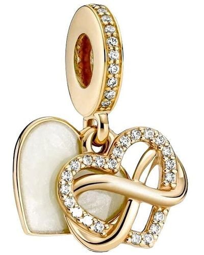 PANDORA Icons Colgante con forma de corazón y símbolo de infinito de oro con circonitas cúbicas transparentes y esmalte brillante - Metálico
