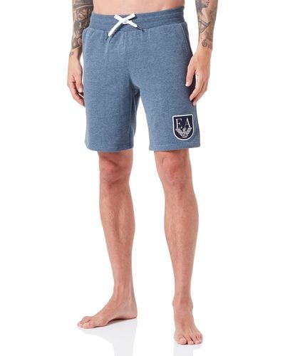 Emporio Armani S Shield Logo Terry Bermuda Shorts Pants - Blau