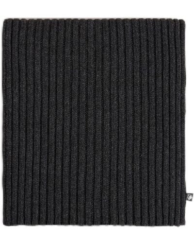 Ted Baker Kauff Cardigan Stitch Scarf Wool And Cashmere Blend In Dark Grey - Black
