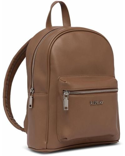 Replay Women's Backpack Made Of Faux Leather - Brown