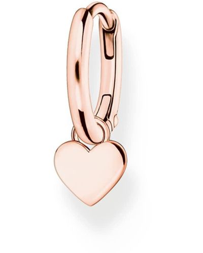 Thomas Sabo Single Hoop Earring With Heart Pendant Rose Gold 925 Sterling Silver - Multicolour