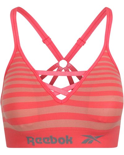 Reebok S Seamless Crop Top Made From Durableworkout Active Wear With Removable Pads And Microfi Sports Bra - Red