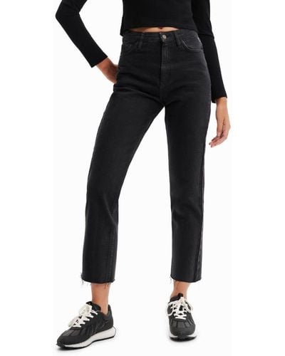 Desigual Straight Cropped Jeans Black