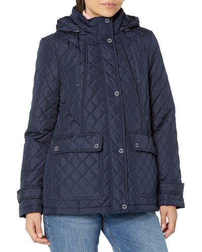 Tommy Hilfiger Quilted Contrast Snaps Button Down Jacket - Blue