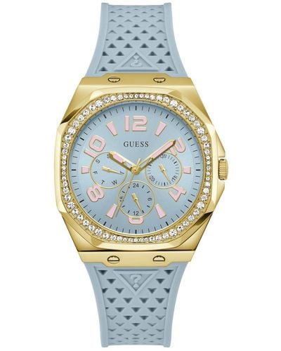 Guess Zest Silicone Watch - Metallic