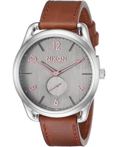 Nixon Analog Quartz Watch With Leather Strap A4652064-00 - Grey