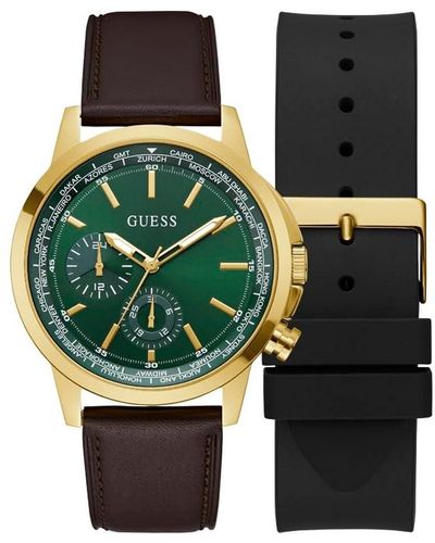 Guess Interchangeable Straps Strap Green Dial Gold Tone