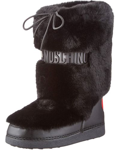 Love Moschino Fw20 Collection Snow Faux Fur Ski Boot Colour: Black.