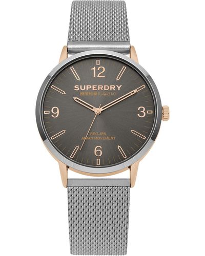 Superdry Analog Quarz Uhr mit Edelstahl Armband SYG259SM - Grau
