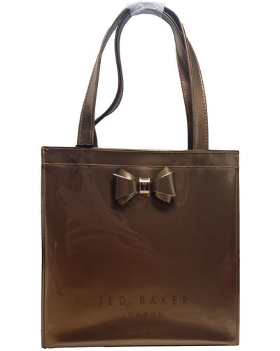 Ted Baker Aracon S Plain Bow Icon Shopper Bag Size Small In Rose Gold - Brown