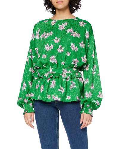 FIND Bluse Shirring Waist Frill Floral MTP 40626 - Grün