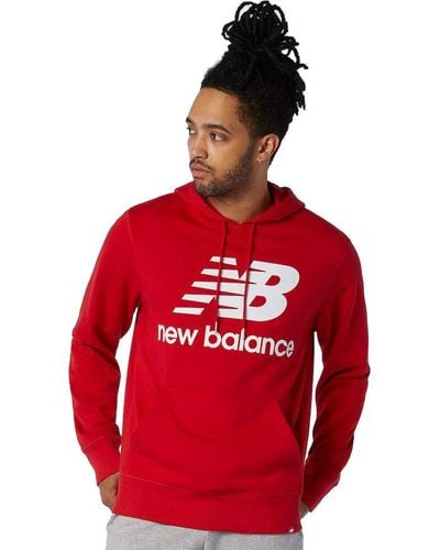 New Balance Sweats à capuche NB Essentials Stacked Logo Po - Rouge