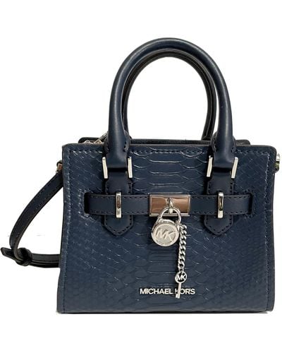 Michael Kors Hamilton Xs Small Leather Satchel Crossbody Bag Purse - Blue
