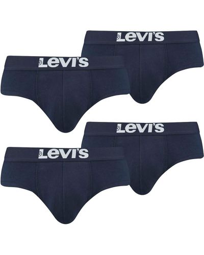 Levi's Pack of 4 Levis Solid Basic Brief Shorts Slip Underpants Pant Underwear - Bleu