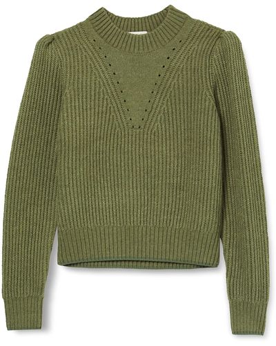 Scotch & Soda Maison Fuzzy Knitted Sweater with Puffy Sleeves Pullover - Grün