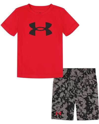 Under Armour Mens Short Sleeve Tee And Short Set - Red