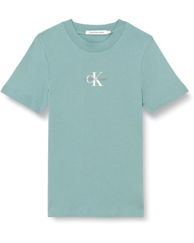 Calvin Klein Short-sleeve T-shirt Monologo Slim Fit Crew Neck - Blue