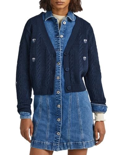 Pepe Jeans Emalynn Cardigan Sweater - Blau