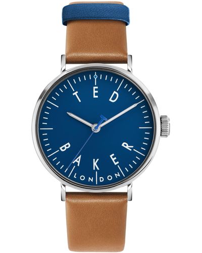 Ted Baker Gents Tan Eco-leather Strap Watch - Blue