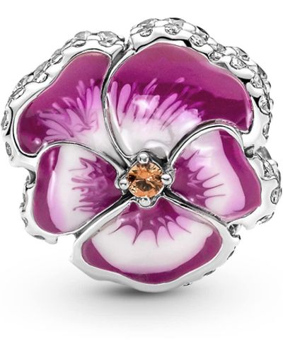 PANDORA Pink Pansy Flower Charm 790777c01 - Purple