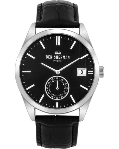 Ben Sherman S Analogue Quartz Watch With Leather Strap Wb039bb - Black