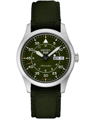 Seiko 5 sport flieger automatico quadrante verde cinturino verde orologio SRPH29K1