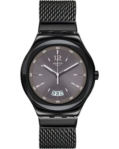 Swatch Analog Quarz Uhr mit Edelstahl Armband YWB405MB - Schwarz