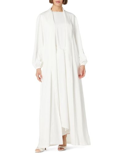 The Drop Open-front Maxi Robe Dress By @withloveleena - White